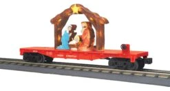 MTH 30-76868 O Flat Car W/Lighted Nativity Scene - Christmas (Red) Car No. 2023