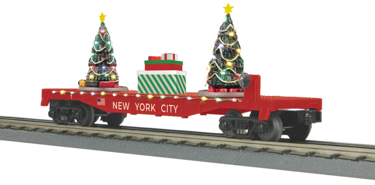MTH 30-76872 O Flat Car W/Lighted Christmas Trees - New York City (Trainworld) Car No. 1 3 MTH 30-76872 O Flat Car W/Lighted Christmas Trees - New York City (Trainworld) Car No. 1