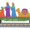MTH 30-76788 Christmas Flat Car W/Lighted Wise Men Scene- Green