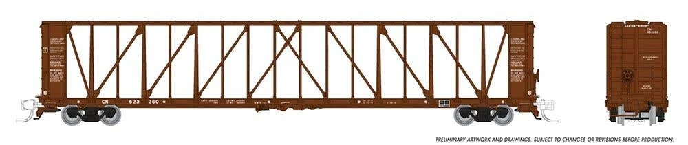 Rapido 562003A N NSC Centerbeam Flatcar: Canadian National - Brown 3 Rapido 562003A N NSC Centerbeam Flatcar: Canadian National - Brown