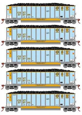 Athearn 81601 HO Scale BethGon Coalporter CSX 5 Pack #1 3 Athearn 81601 HO Scale BethGon Coalporter CSX 5 Pack #1