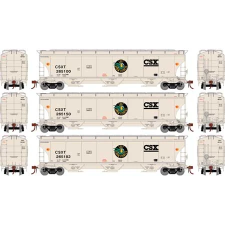 Athearn Genesis G89978 HO Scale Trinity 3 Bay Covered Hopper "Grain Express" CSX 3 Pack #2 4 Athearn Genesis G89978 HO Scale Trinity 3 Bay Covered Hopper "Grain Express" CSX 3 Pack #2 - Image 2