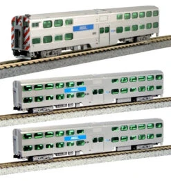 Kato 106-8703DCC N Scale Gallery Bi-Level Commuter Train Metra 3 Car Set With DCC (NO Track Or Power